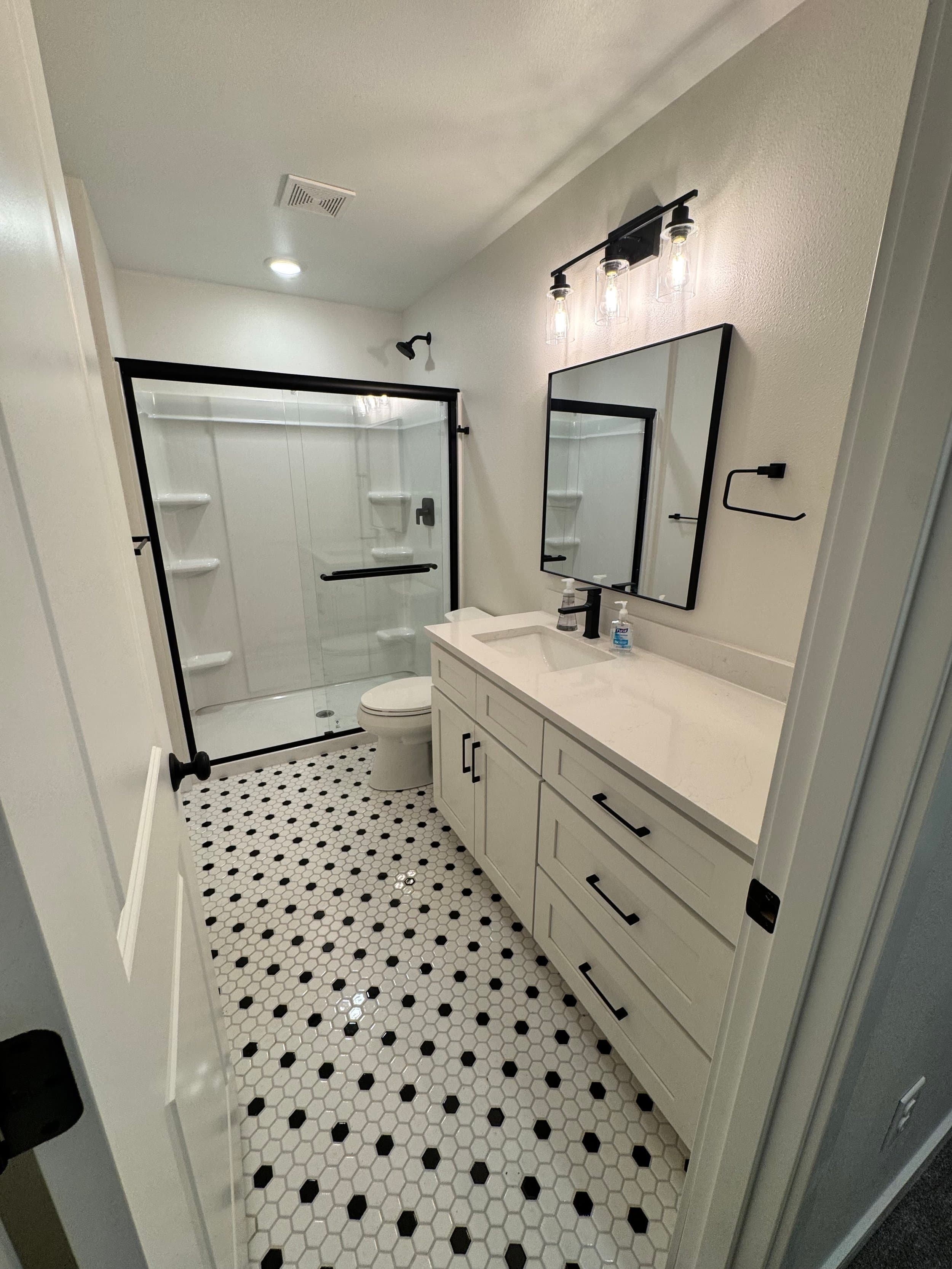 Completed modern bathroom remodel