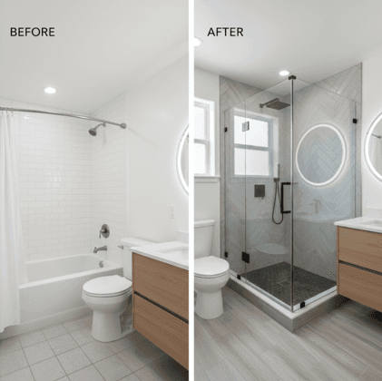 Fast Bath before and after shower upgrade comparison